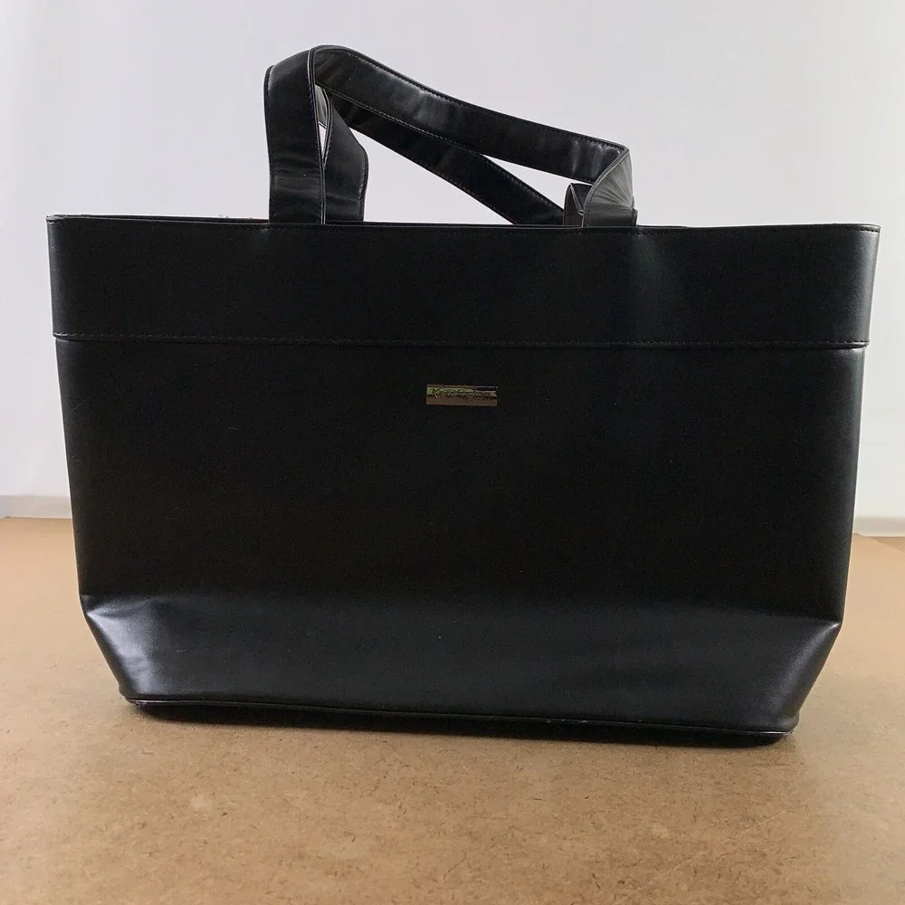 Kensington Black Faux Leather 15-Inch Laptop Jacqueline LM650 Tote Bag New *Flaw